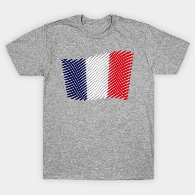 Flag Of France / Tricolour (Scribble) T-Shirt by MrFaulbaum